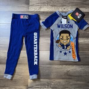 NFLPA Russell Wilson Toddler Pajama Set 2T Seahawks Blue Shirt Pants NWT